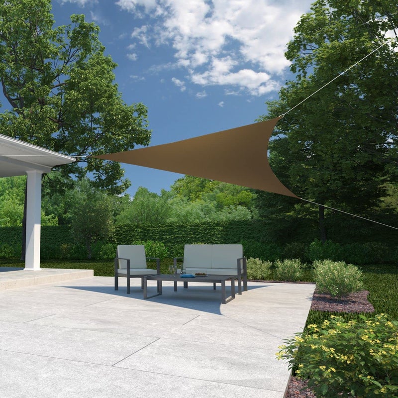 Coolaroo سفينة ظل جاهزة للتعليق من كولارو - 90% حجب للأشعة فوق البنفسجية، ظل خارجي قابل للتنفس مع حبال مثبتة مسبقًا للاستخدام في الفناء والحدائق والاستخدام الموسمي، 16 قدم 5 بوصة، مثلث، موكا - Image 2